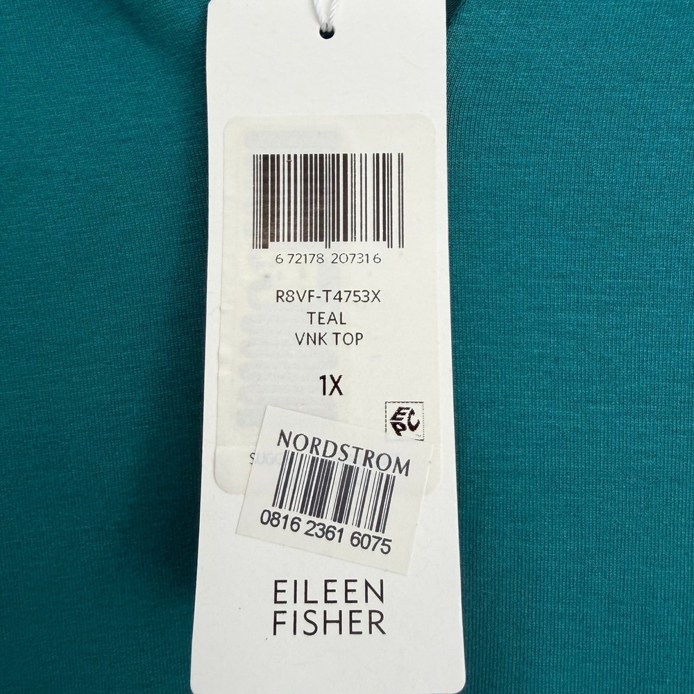 Eileen Fisher V-Neck Tunic Top Womens 1X Teal - Picture 11 of 12